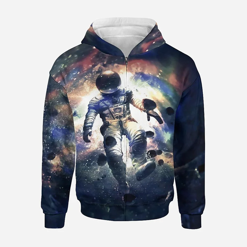 우주 비행사 우주 집업 후디, 3D 별이 빛나는 하늘, 갤럭시 프린팅 후디, 여성 하라주쿠 패션 풀오버, 남성 의류 