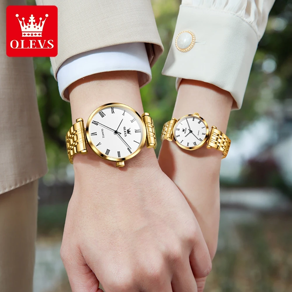 OLEVS Couple Watch His and Her Watch Set Mens Womens Quartz Watch Fashion Matching Watch Watch Waterproof Roman Numeral 5592