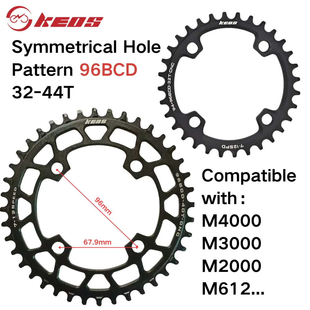 KEOS متماثل 96BCD سلسلة مفردة ضيقة واسعة 32T-44T متوافقة مع سلاسل السرعة 7/8/9/10/11/12 ومجموعة كرانسيت M4000/M3000 #2