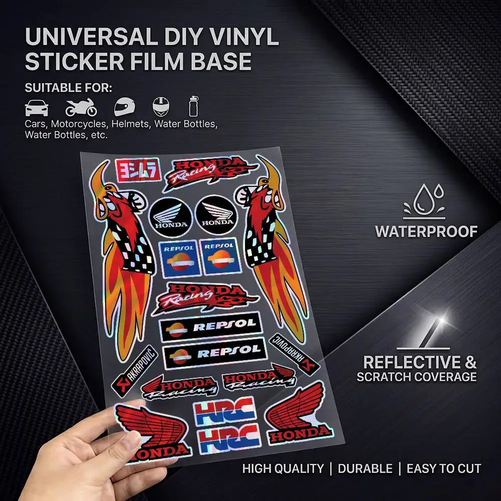 LASER STICKER FOR HONDA Waterproof Reflective Scratch Cover Sticker Universal Decor Decal For Car Motorcycle Helmet Refrigerator