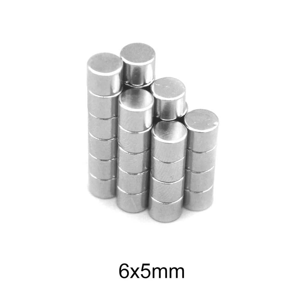 20~300pcs 6x5 Mm Rare Earth Neodymium Magnets 6mm X 5mm Powerful Strong Magnets Disc 6x5mm Small Round Search Magnet 6*5 Mm N35