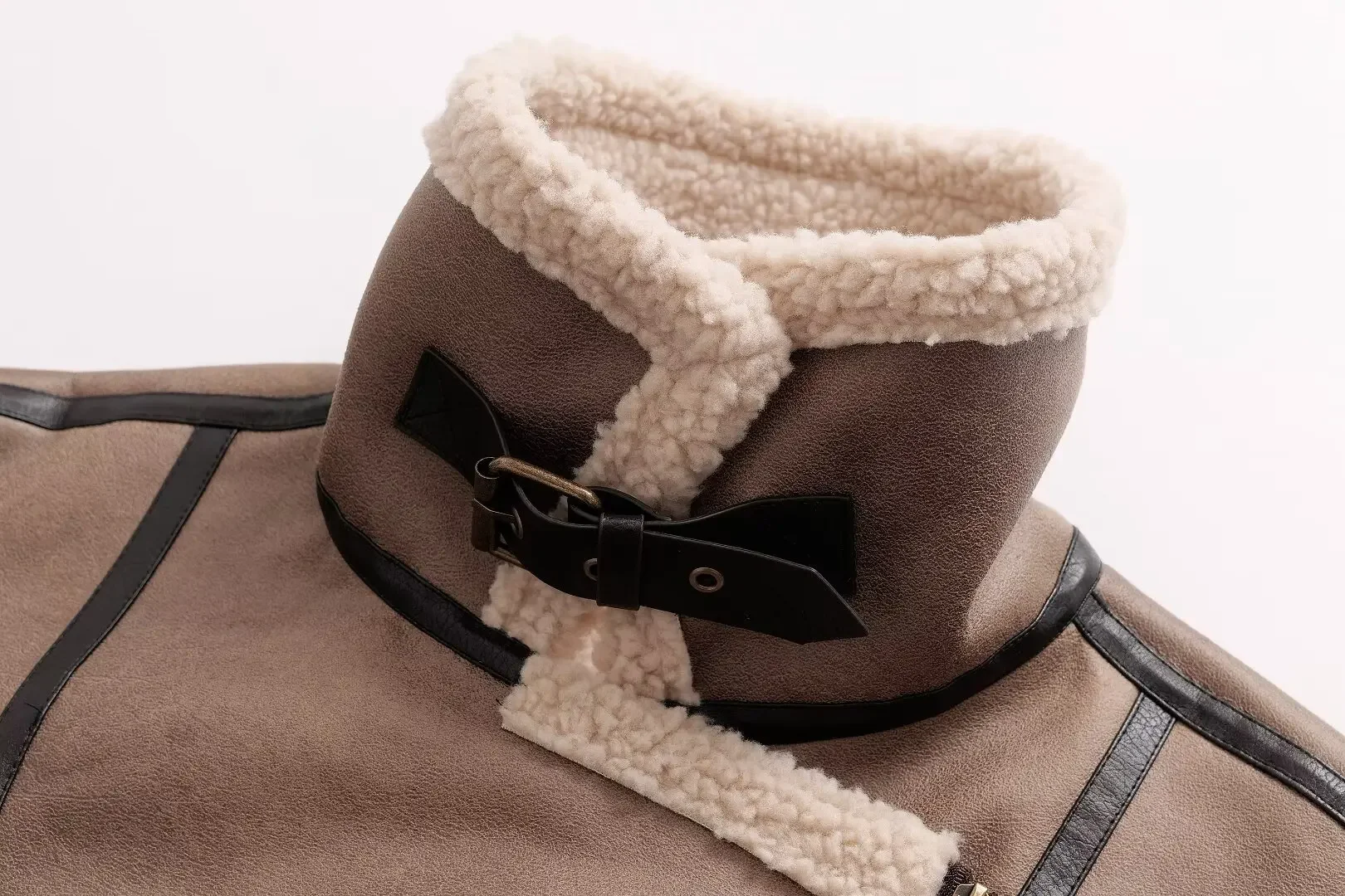 Veste en Faux Cuir à Manches sulfpour Femme, Manteau Rétro Chic, avec Fermeture Éclair et Décoration de Poche