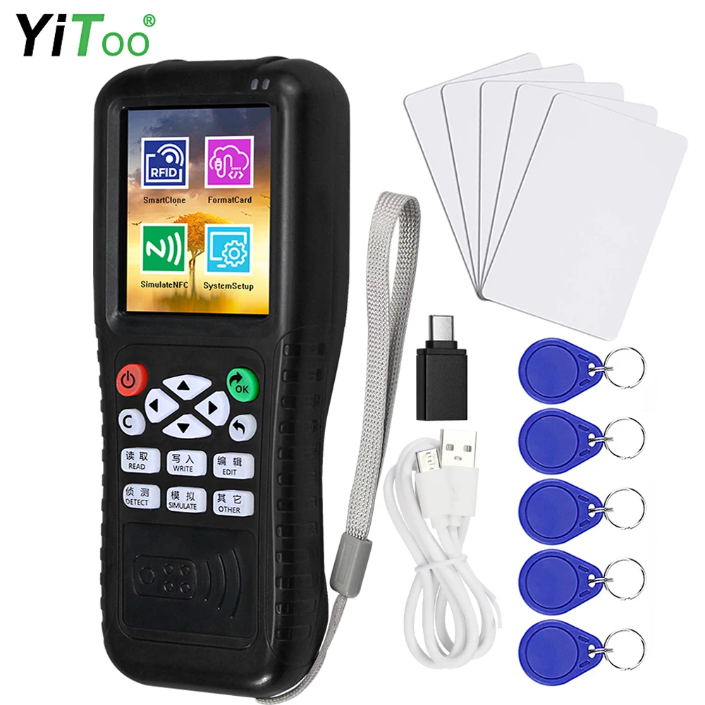 YiToo 2023 New Version RFID Reader Writer, Key Card Programmer Decoder Duplicator NFC Copier, Free Software mobile APP Decoding