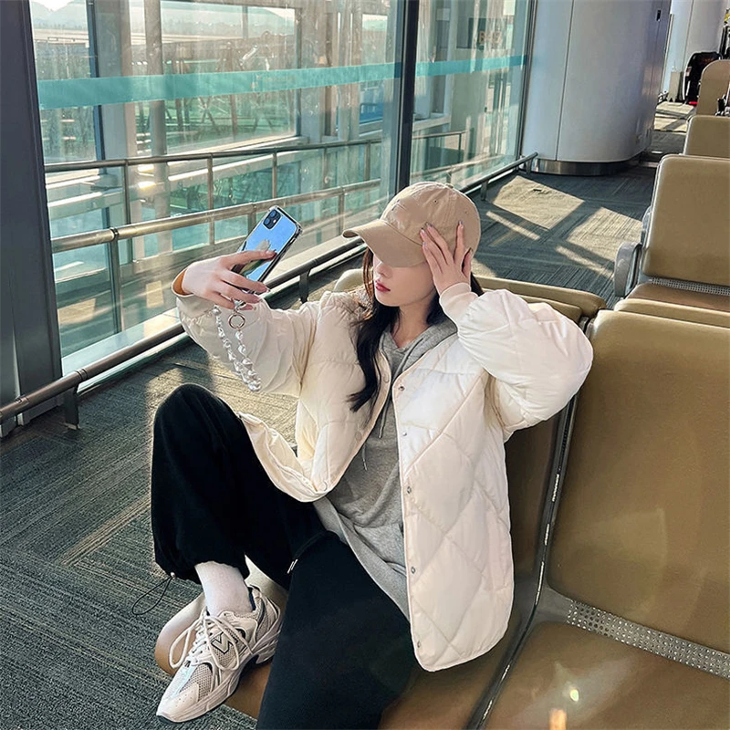 Female Warm Short Parka Women Casual Solid Color Loose Puffer Stand Collar Fashion Autumn Winter Thicken Coat Jackets Outwear