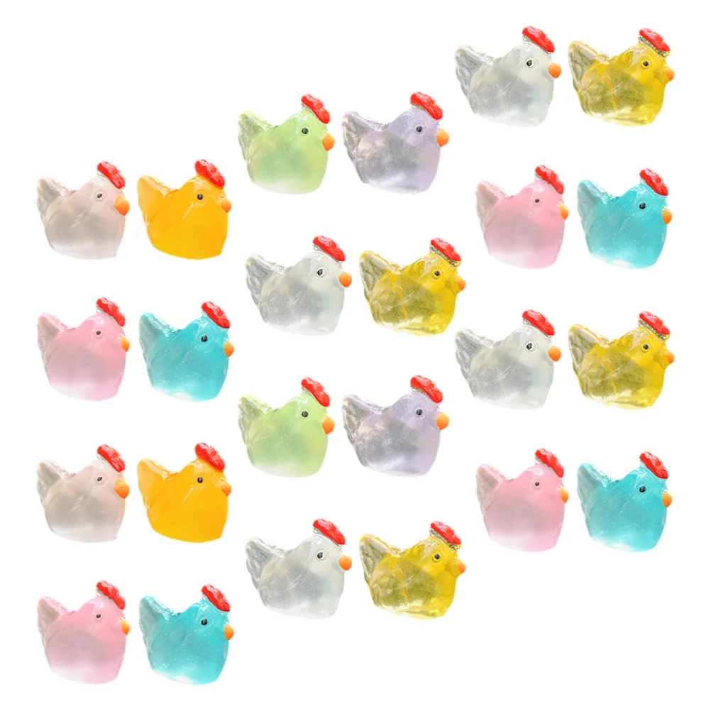 

24 Pcs Glow-in-the-dark Chick Ornaments Chicken Coop Accessories Leeks Toy Bunny Dollhouse Duck