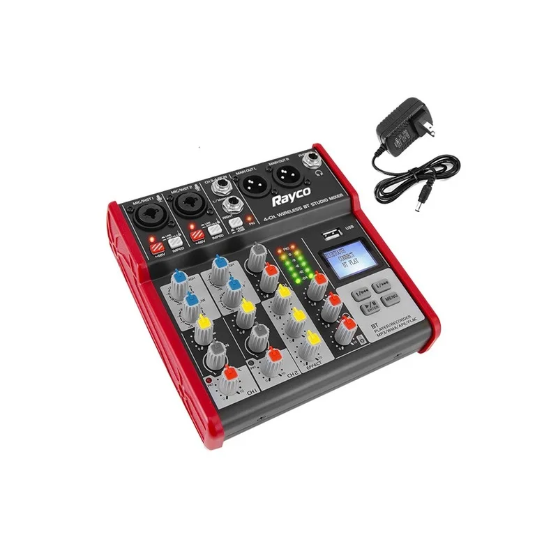 High Quality Professional Mini 4 Channel Vocal Effects Mixer Digital Audio Music Mixer DJ Console for Home Karaoke