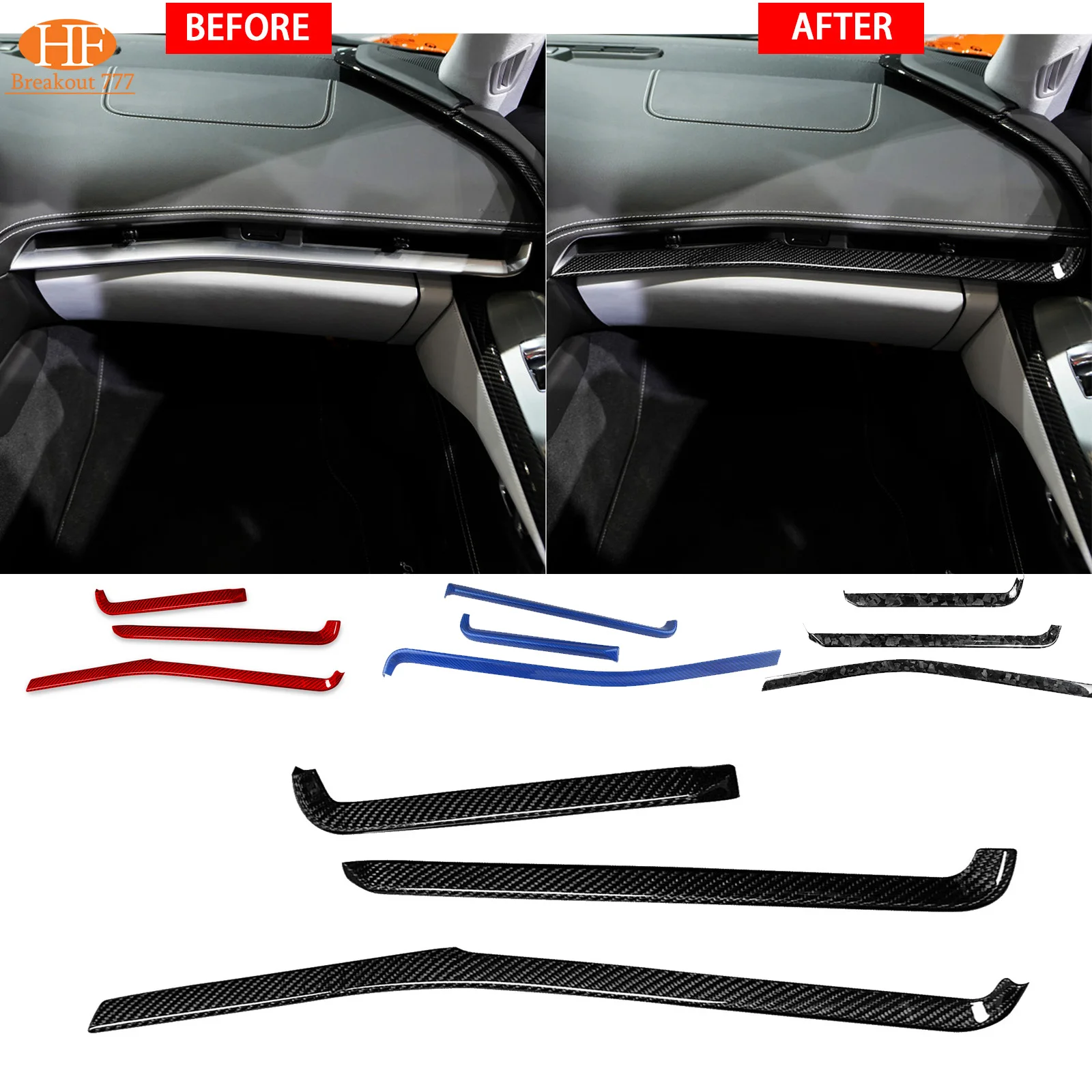 

Real Dry Carbon Fiber Console Dashboard Instrument Strip Carbon Fiber For Chevrolet Corvette C8 2020-2022 2021