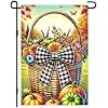 Fall Garden Flag 12 x 18 Inch Pumpkin Basket Checkered Bow jjp