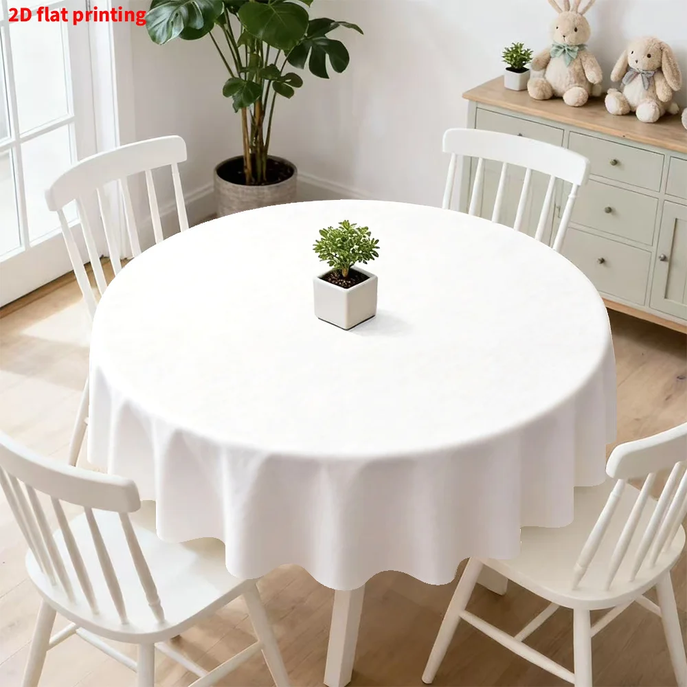 Pack of 1, 2D flat print round tablecloth, Christmas themed reindeer penguin snowman print tablecloth