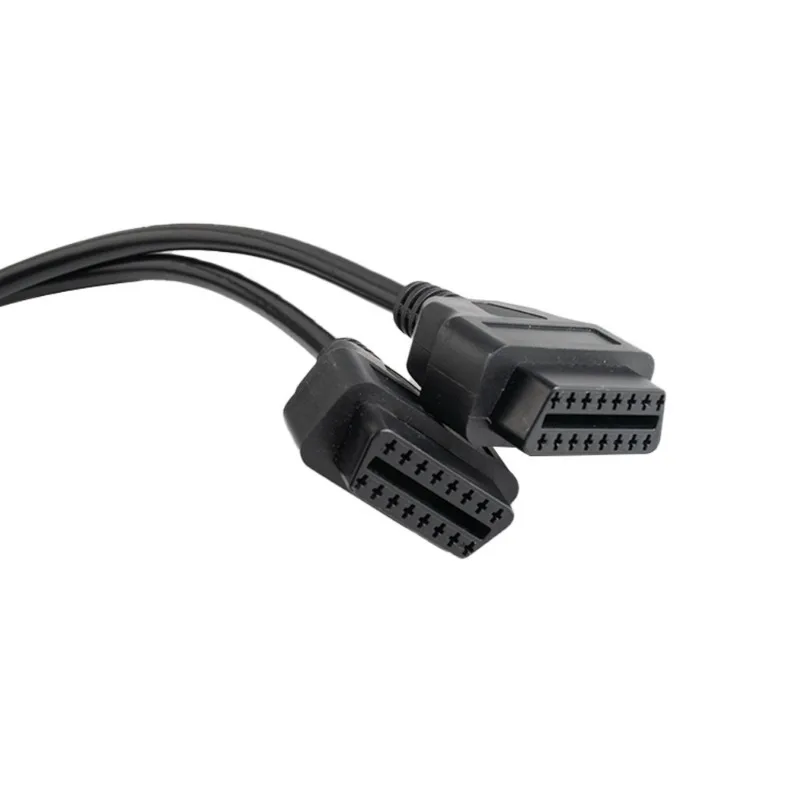 1対2 16ピンオス-デュアルメスOBD2延長スプリッターケーブルストレートワイヤープラグアンドプレイ安定した信号車診断機器用