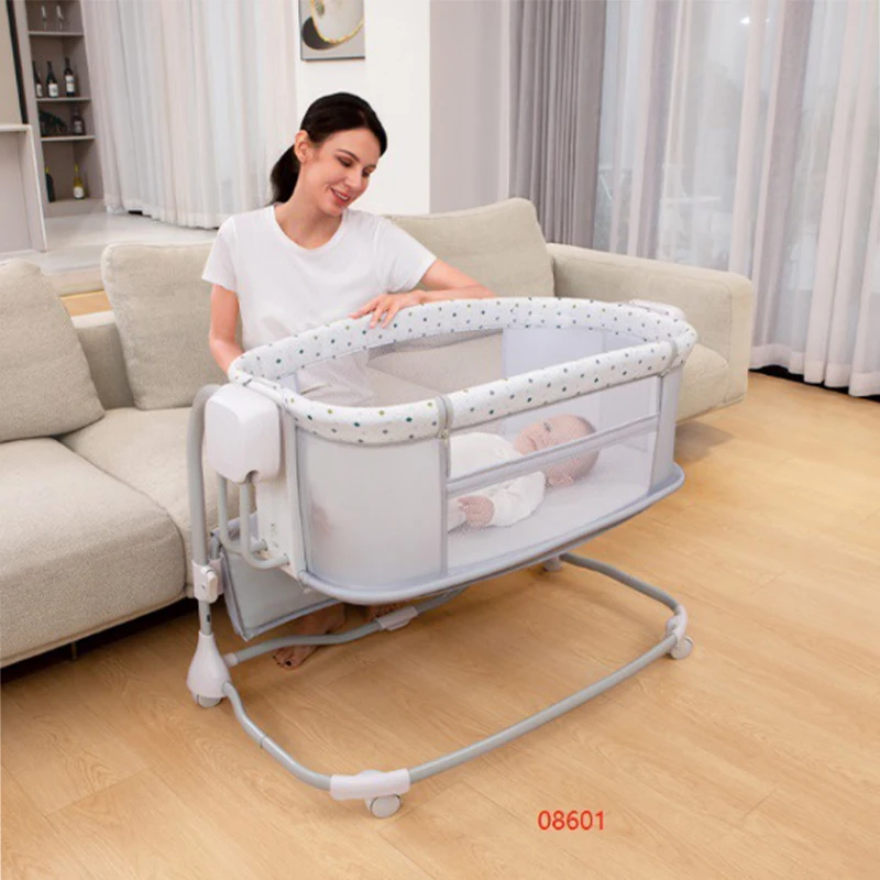 Portable Baby Crib, Mobile Infant Sleeping Basket, Newborn BB Cradle Can Stitching Big Bed