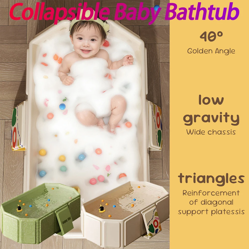 

Baby Bathtub for Infants To Toddlers Collapsible Infant Tub with Drain Outlet Toddler Bathtub Shower Basin