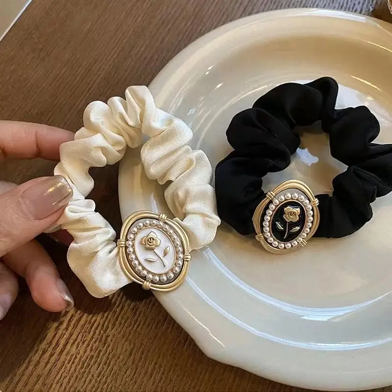 

Elegant Hair Accessory Hair Band French Style Retro Satin Hair Ties For Women Girl Fashion Large Intestine Hair Ring Rubber Band