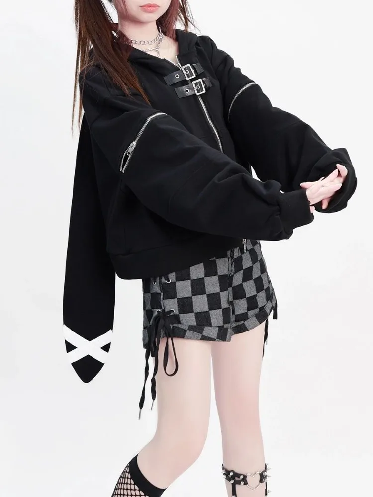 

Harajuku Oversize Loose Rabbit Ear Hoodie Autumn New Sweatshirts Coat Women Y2k Casual Simple Long Sleeve Tops Jacket Women