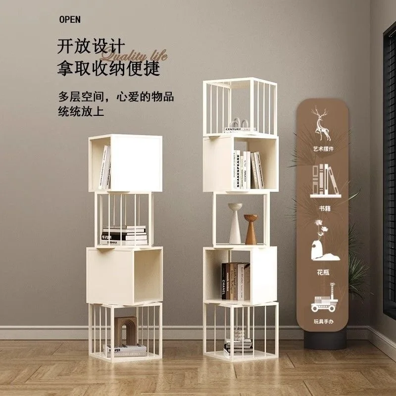 Nordic simple modern office home floor-to-ceiling movable display stand living room study multi-layer wrought iron metal