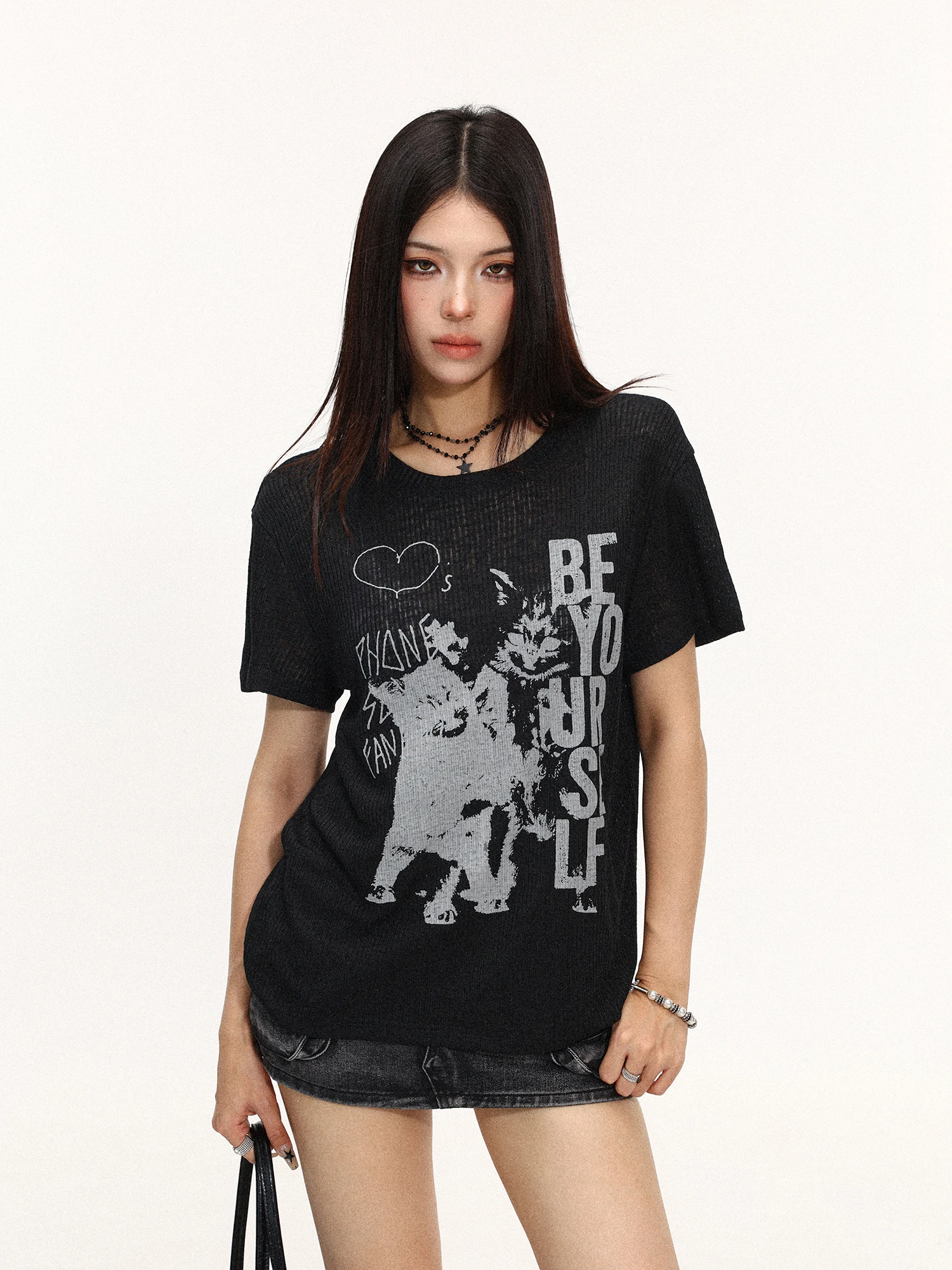 American Style Letter Print round Neck Short Sleeve T-Shirt Women Summer Slim Fit Breathable Light Weight Shoulder Appropriat...