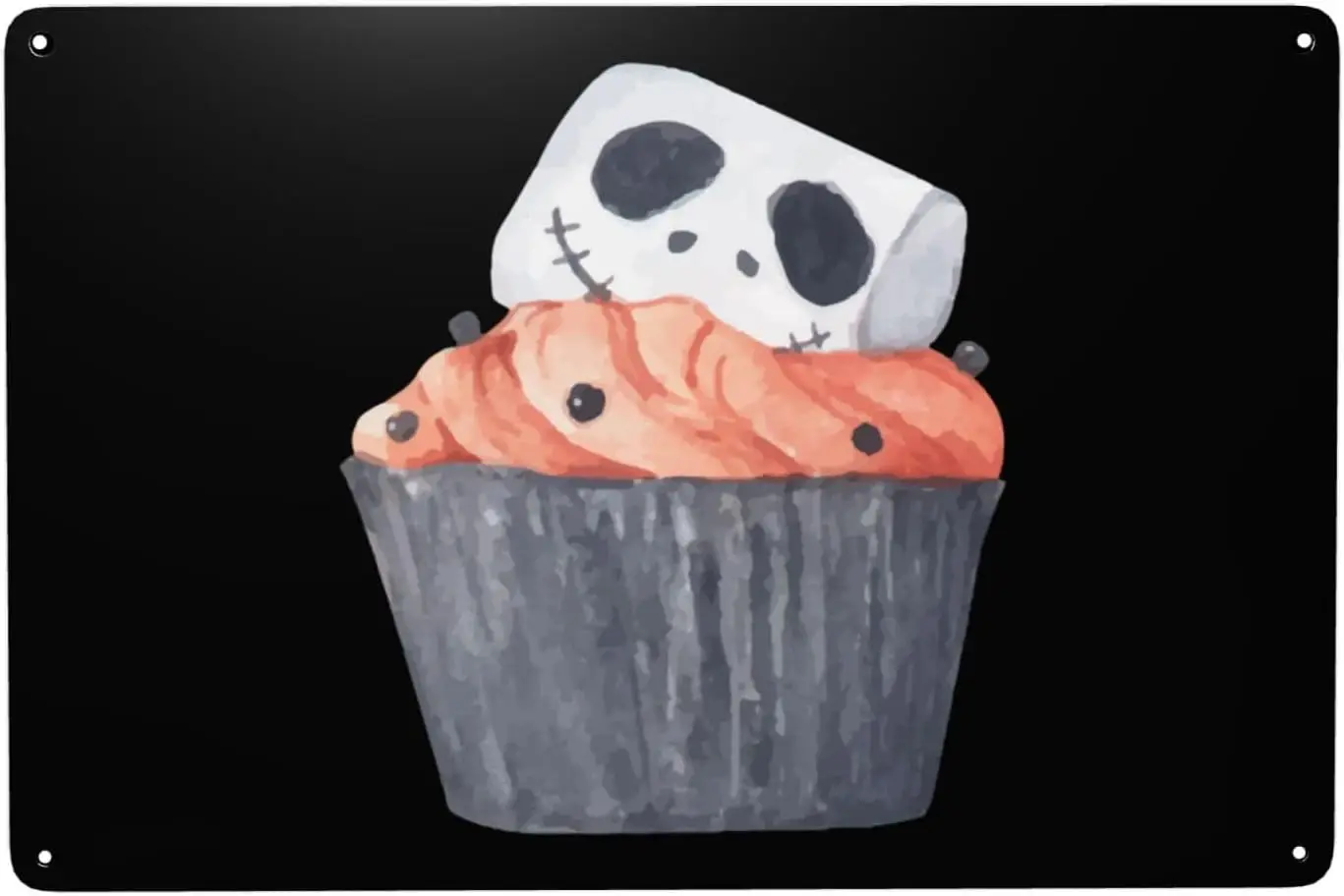 Halloween Skull Net Cupcakes Tin Signs   Funny Vintage Metal Sign Man Cave Decor Garage Wall Decor