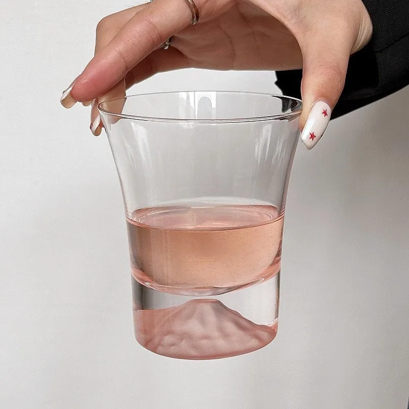 جديد الإبداعية الحد الأدنى أكواب جبل فوجي الوردي مراقبة الجبال أكواب القهوة قسط الزجاج ويسكي الزجاج كأس للنبيذ الأجنبي #4