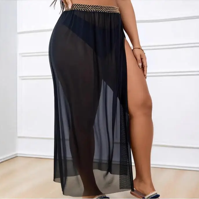 

Длинная юбка больших размеров из полиэстера для полных женщин: дышащая, утягивающая, увеличивающая объем, для фигуры типа «груша»