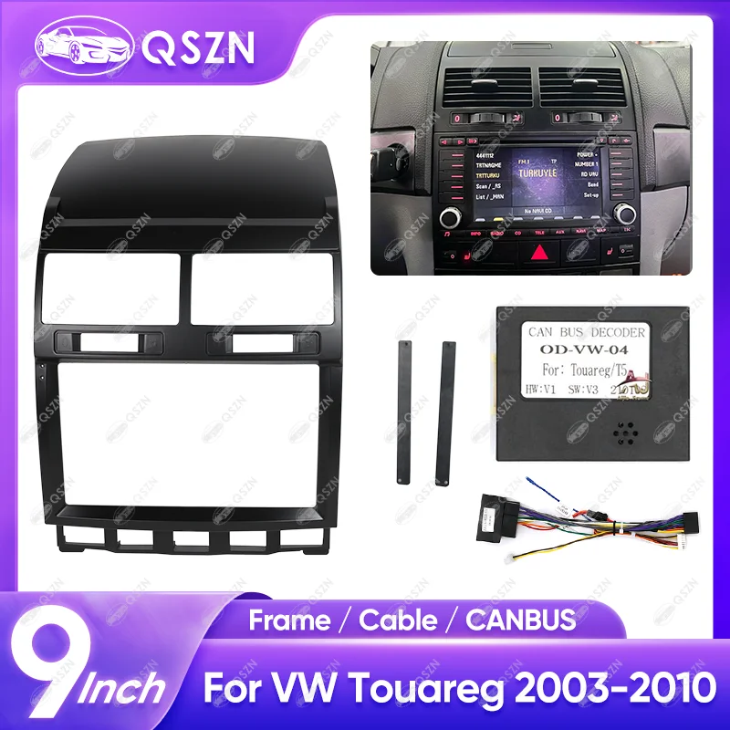 For VW 2003-2010 Touareg 9 INCH Car Radio Frame Stereo Audio Screen Multimedia Video Player Navigation Cables Harness Canbus