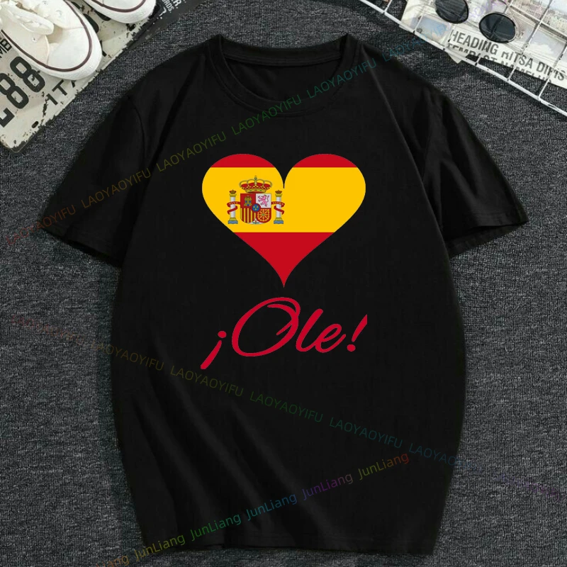 اسبانيا العلم الوطنيين الاسبانيين الرجال النساء موضة قصيرة الأكمام بلايز 100% القطن الشارع الشهير الجرافيك تي شيرت ملابس للرجال 2024 Y2k