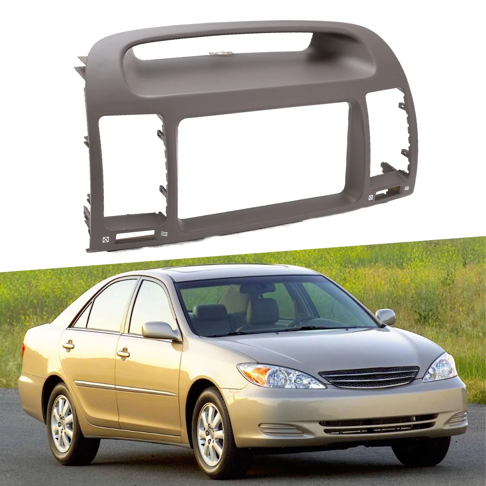 

2Din Car Stereo Radio Fascia CD Dashboard Panel Frame ABS Replacement for 2000‑2003 Dash Stereo Bezel Radio Frame Fascia