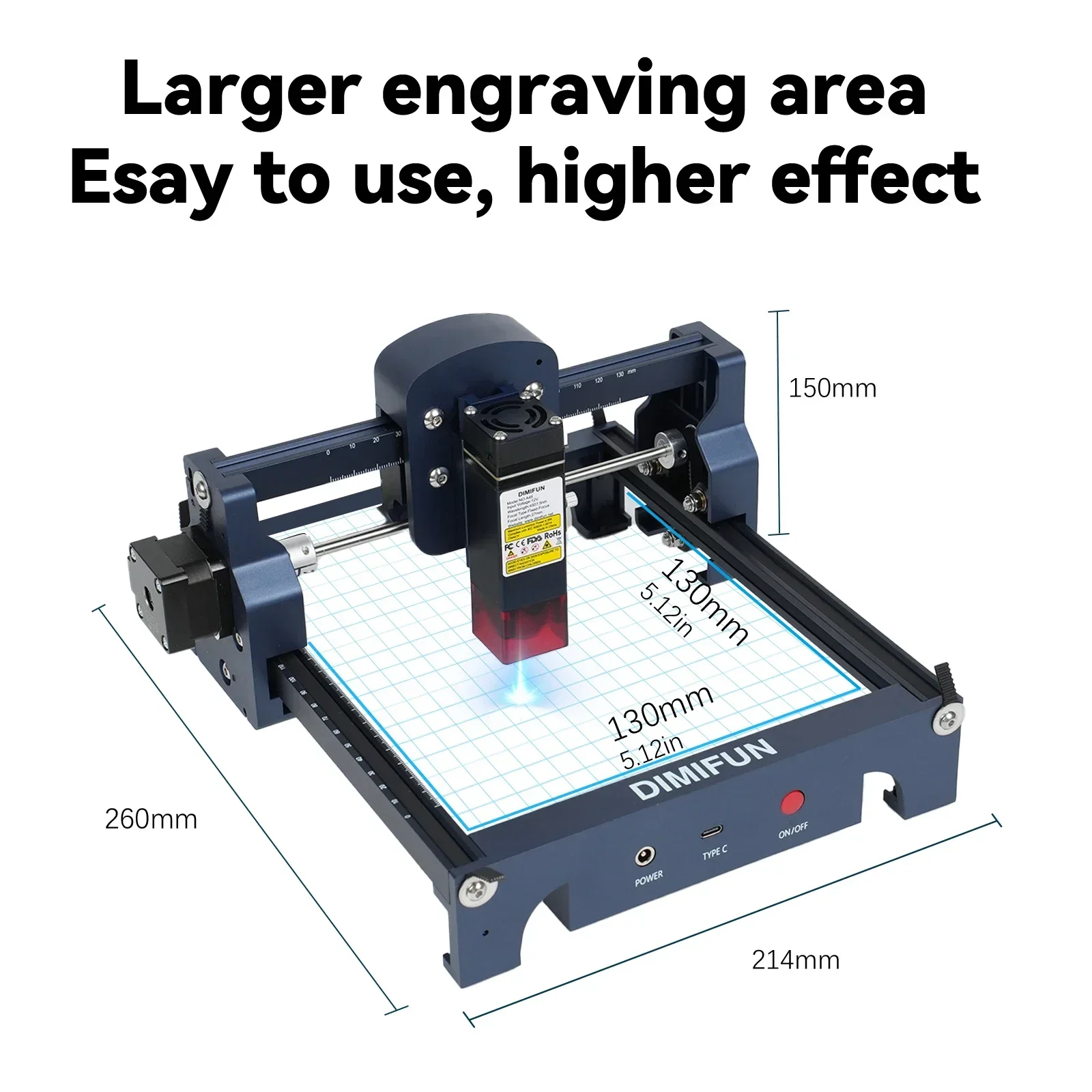 DIMIFUN 2.5/4.5W Mini Desktop Laser Engraving Machine for Acrylic, Leather, Wood, DIY Engraving Machine with Safety Goggles