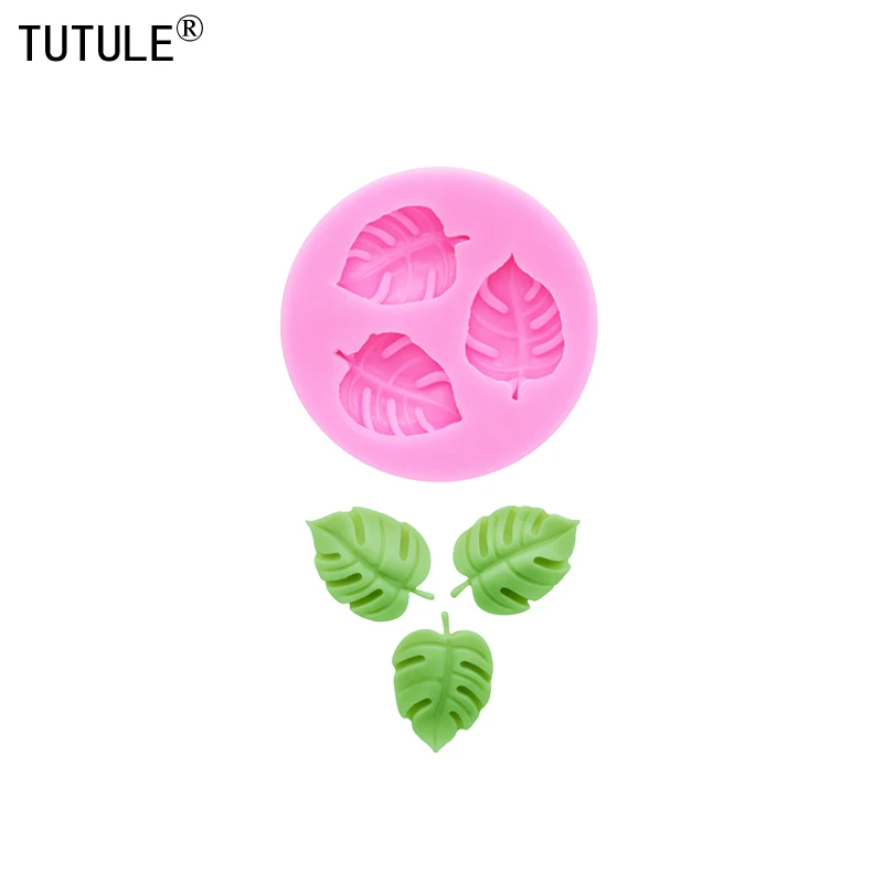 DIY Tropical Rainforest Turtle Back Leaf Fondant Mold Cake Baking Mini Leaf Drops Glue Silicone Chocolate Candy Mold