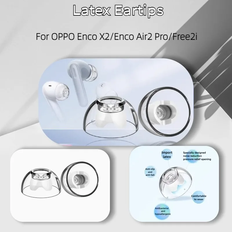 Latex Eartips for OPPO Enco X2 Wireless Bluetooth Headphone Noise-cancelling Non-slip Earplugs for Enco Air2 Pro/Free2i Earbuds