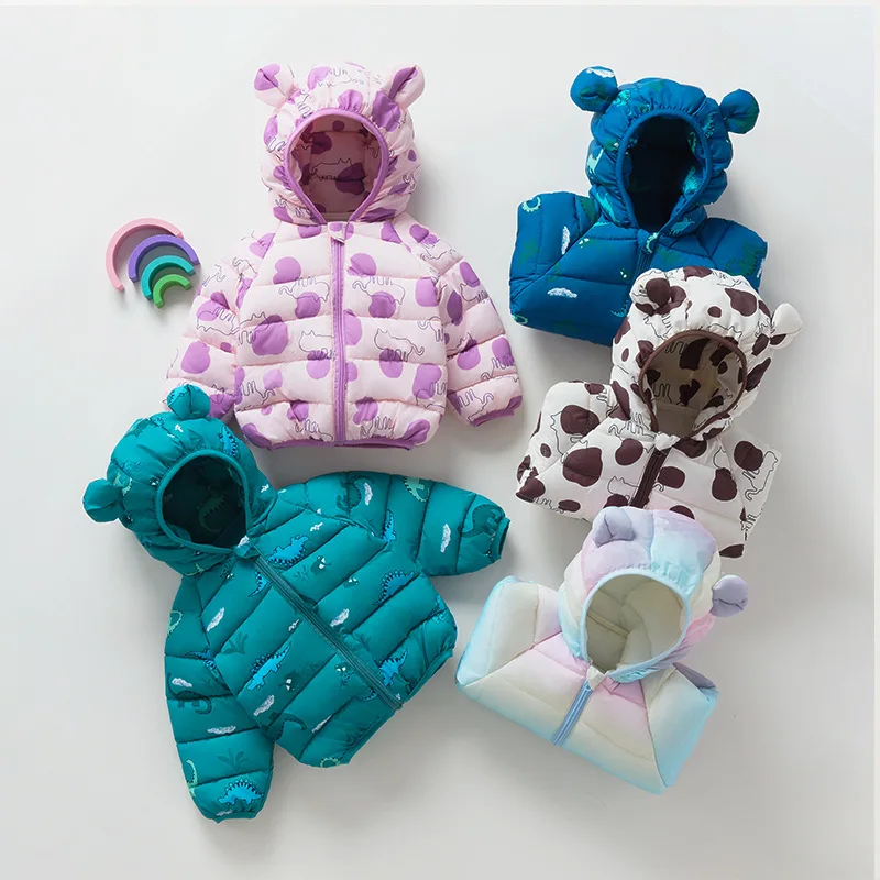 

Children's down cotton clothes 2025 new rainbow baby cotton-padded clothes girls light and thin children's clothing winter hoode