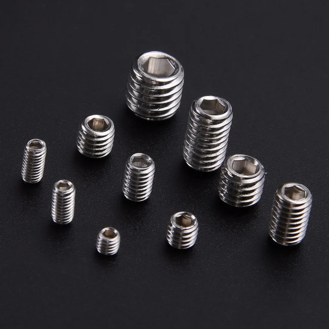 Y42A-200Pcs 304 Stainless Steel Grub Screws Hex Socket Screw Assortment Kit Set M3//M5/M6/M8