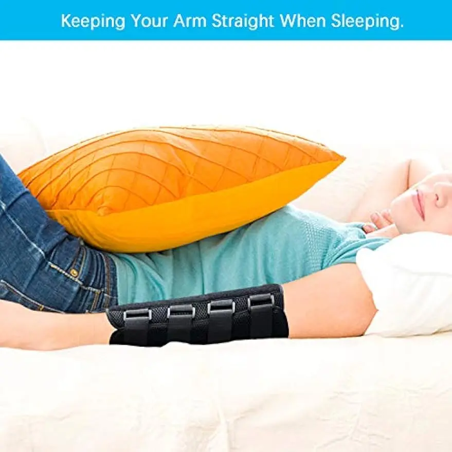 Adjustable Elbow Joint Recovery Arm Splint Brace Support Protect Band Belt Strap with 3 Fixed Steel Plates for Children Adults