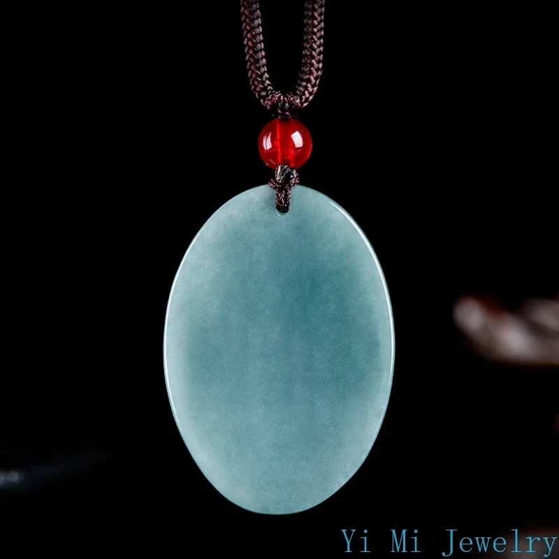 Genuine A-goods Jadeite Blue Water Cross Priest Faith Pendant Men and Women Models Religious Beliefs Jewelry Jade Necklace
