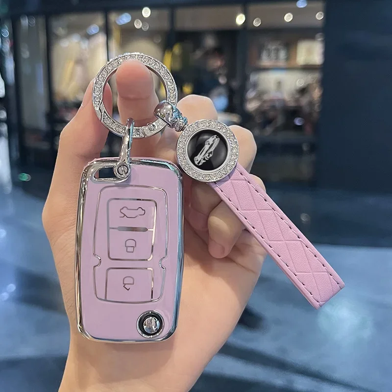 TPU Car Folding Key Case Cover Shell Fob Keychain for Geely Emgrand EC7-RV EC715 EC718-RV GC5 GC6 EC8 SL EU 7 EC7 EC715 EC718 view 4