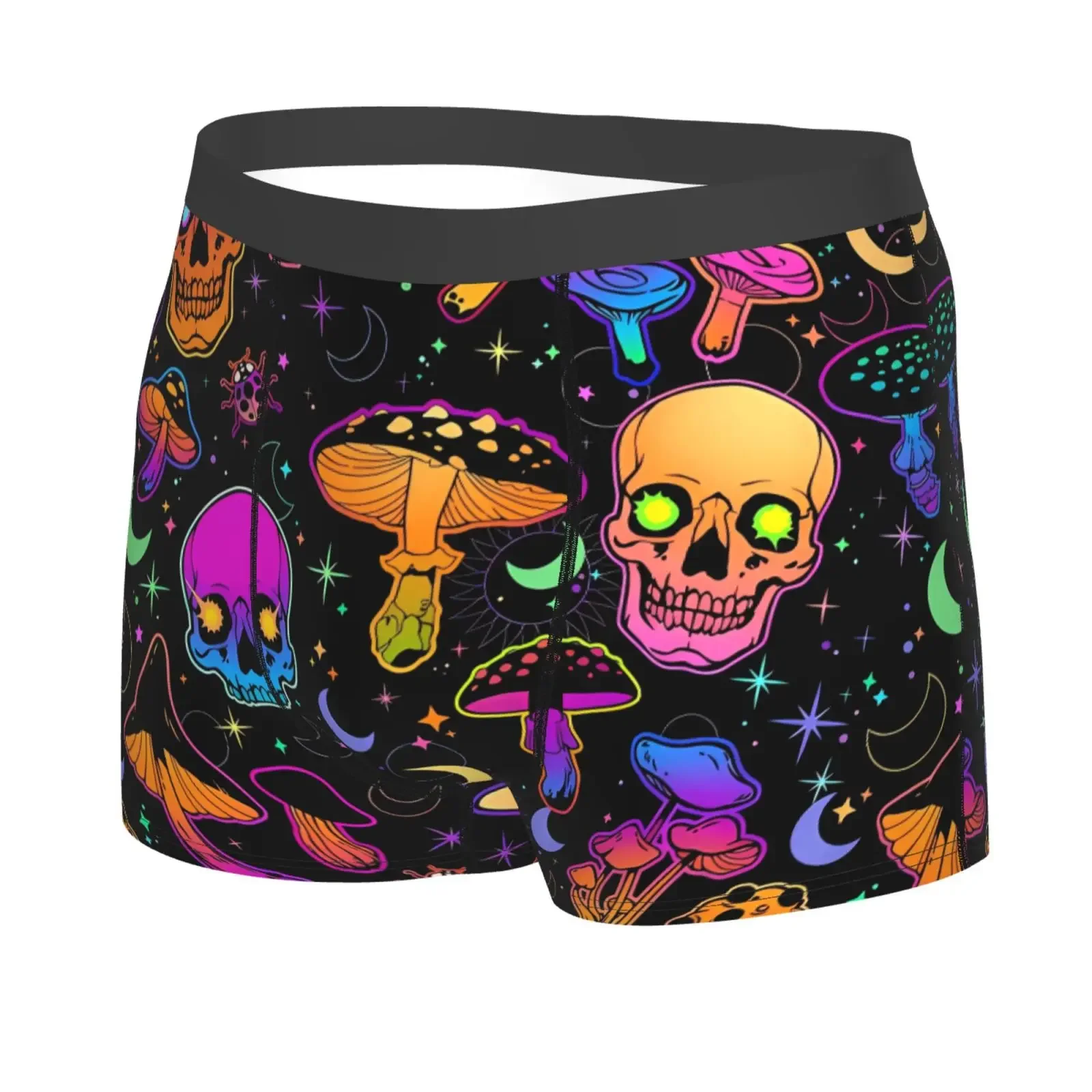 Psychedelic Mushroom Skull Pattern Man's Boxer Briefs Breathable Funny Underwear High Quality Print Shorts Gift Idea