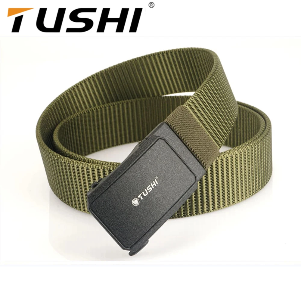 

TUSHI Brand 3.8cm wide High performance sports outdoor belt men's canvas automatic buckle automatic buckle casual nylon belt