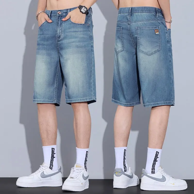 

New Summer Fashion Classic Solid Color Retro Sports Breathable Stretch Denim Shorts Men's Casual Loose High Quality Shorts