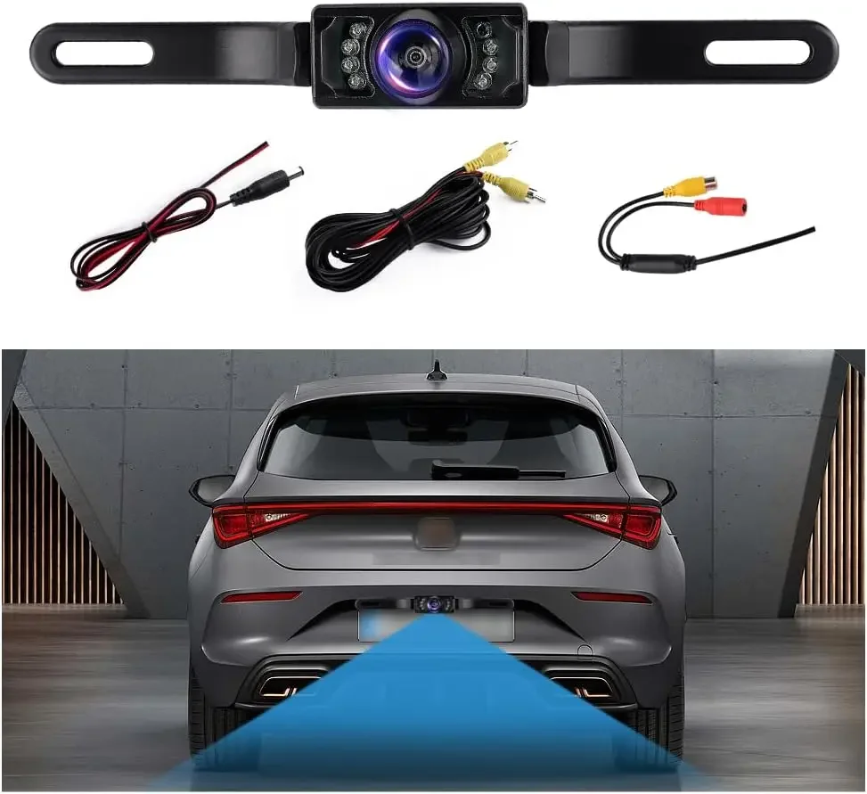 

Back Up Camera for Cars with 8 Light,HD Night Vision License Plate Backup Camera with 170° Wide Angle,Universal Rear View Camera
