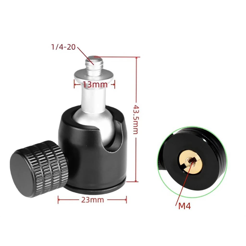 1/4 bis 1/4 3/8 M4 M5 M6 Mini Kugelkopf Aluminiumlegierung Kamera Halterung Halter für DSLR Kamera Stativ Monitor Licht Halter – Detail 4