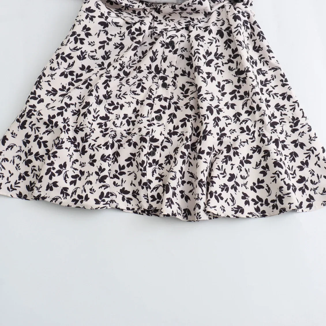 Outono feminino com decote em v mini vestido impresso manga longa lanterna elegante senhora midi robe floral impressão maxi vestido feminino camada de base saia