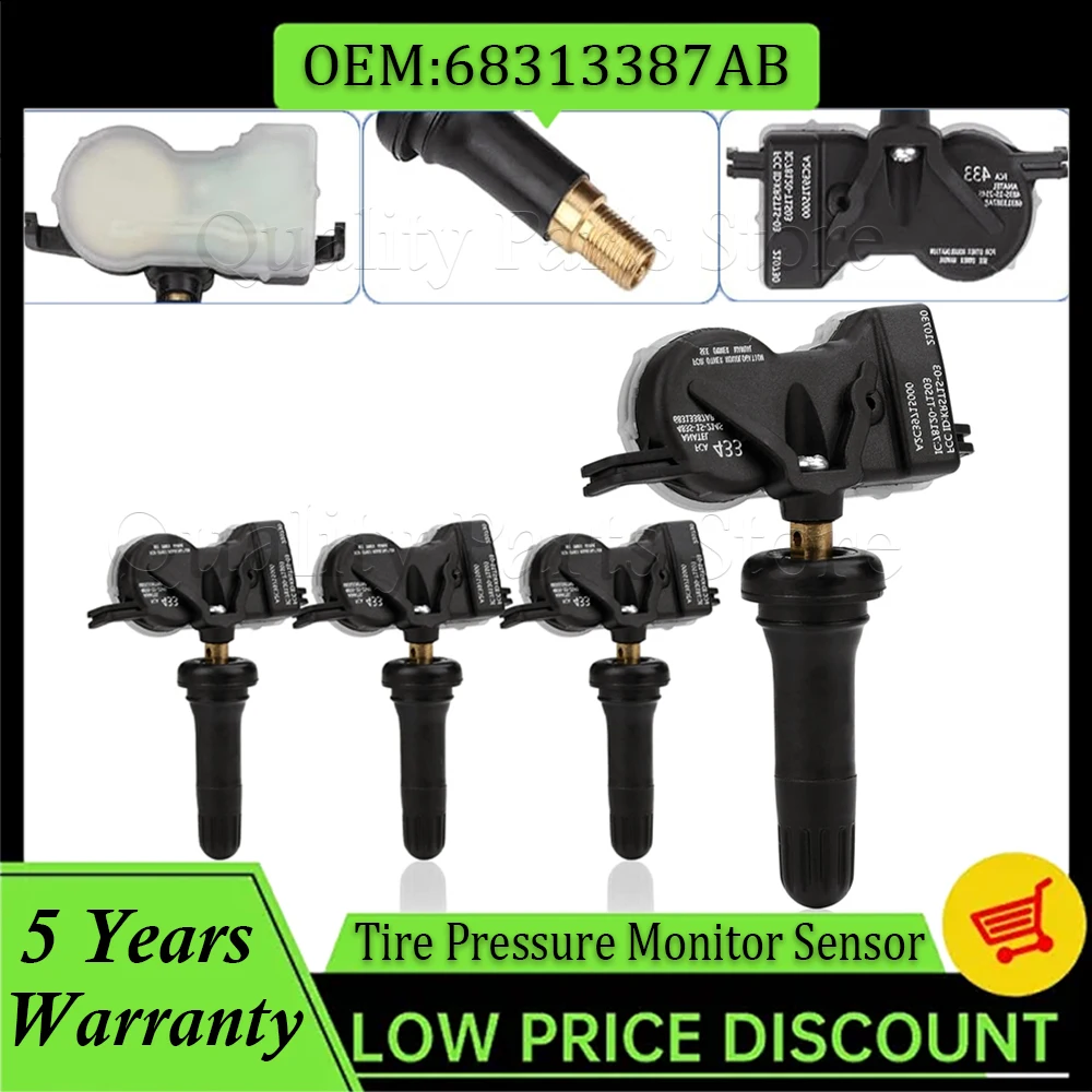Para Chrysler Pacifica Jeep Compass Renegade nuevo sistema de Sensor de Monitor de presión de neumáticos TPMS 433MHz 68105280 AF 68313387 AB 53305555