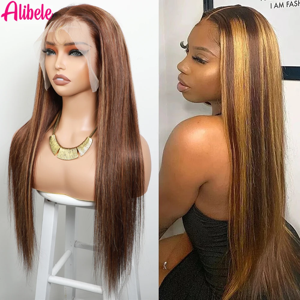 

Alibele P4/27 Ombre Colored Blonde Wigs 13X4 Transparent Lace Front Human Hair Wig 12A Virgin Human Hair Wigs on Clearance Sale