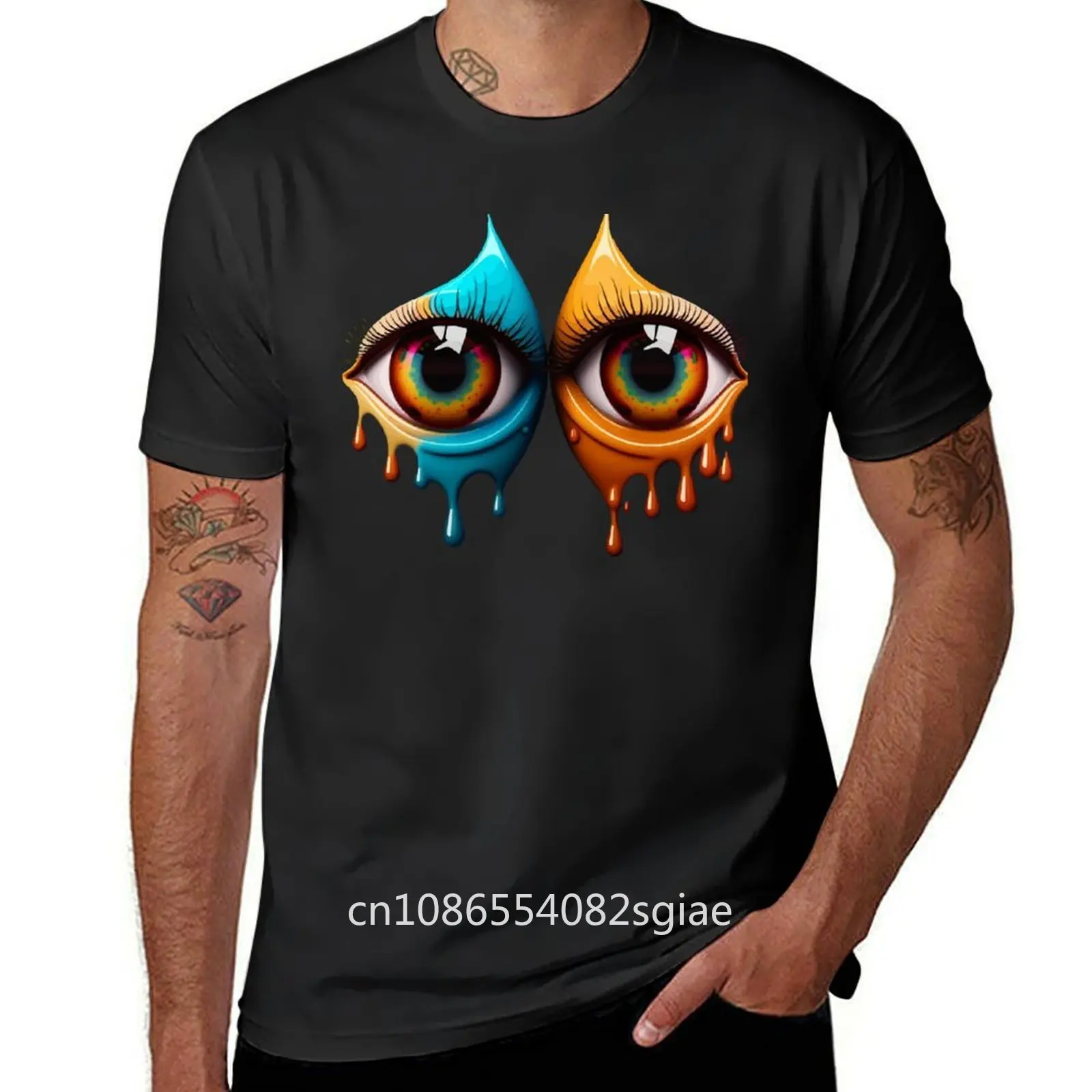 Rainbow Eye Makeup T-Shirt vintage clothes kawaii clothes plain white t shirts men