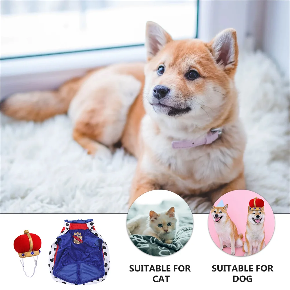 

1Set Crown Hat Cape Comfortable Beautiful Dog Cape Everyday Wear Pet Stylish Overcoat Dogs Mantle Dog Costume