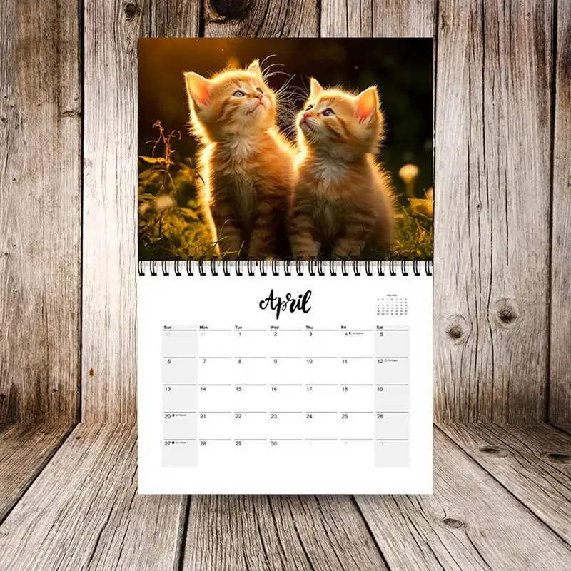 Imagem -03 - Calendário de Parede com Gatinho Fofo Calendário Mensal Planejador Familiar Organizador Diário Gato Adorável 21x28cm 2025