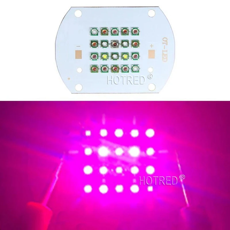 Customized 50W 60W XP-E Plant Grow Multi-Chip LED Lamp Light XPE 660nm +Red Blue White UV IR Diode Bulb Mixed On Copper PCB