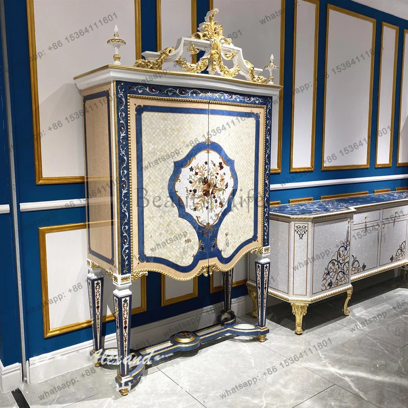 French court mahogany villa foyer display cabinet shell inlaid entryway cabinet furniture