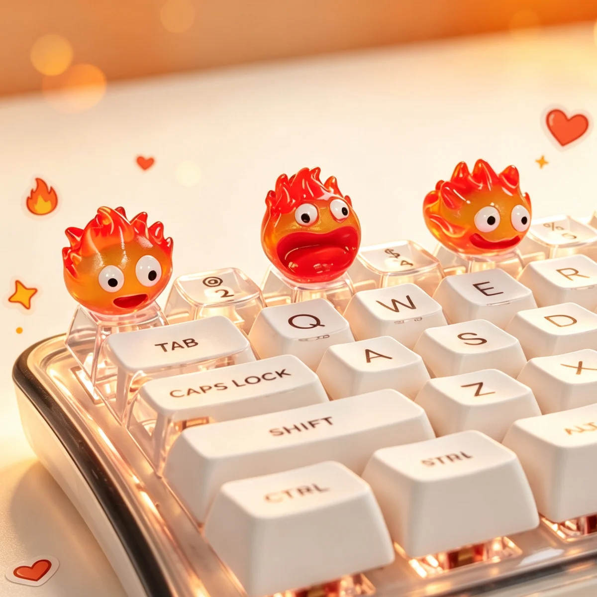 3D Transparent Cute Keycap Flame For Mechanical Keyboard Doll Button ESC Personalized keycaps