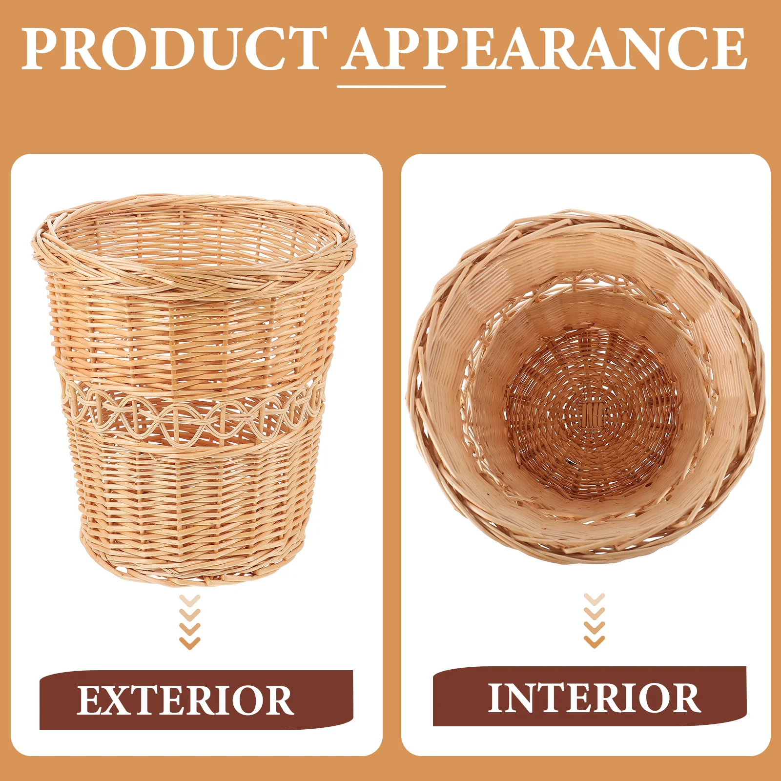 

Household Woven Trash Basket Pastoral Style Wicker Waste Bin Multi-Function Trash Can for Home Office Wicker Baskets