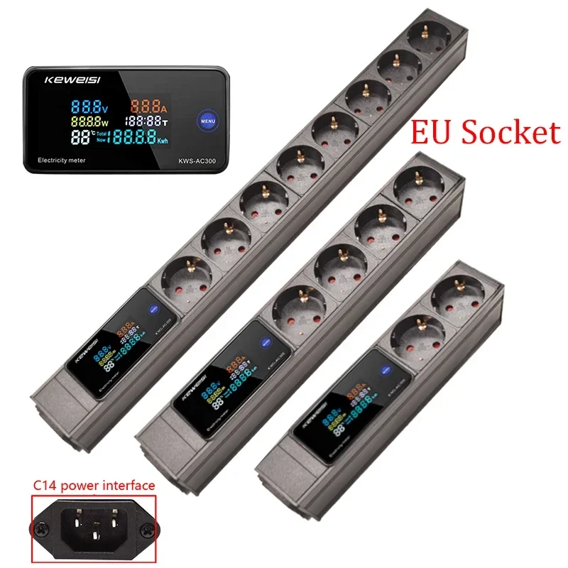 EU Power Strip Power Energy Volt Watt Kwh Meter 2/3/4/5/6/7/8/9/10/11Ways EU Socket extension electrica C14 interface